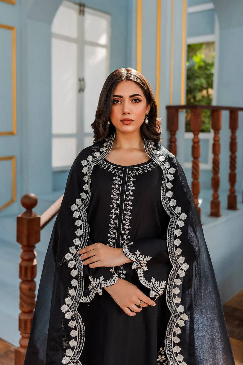BrandsInn - 3PC DHANAK EMBROIDERED WITH ORGANZA EMBROIDERED DUPPATTA-BI-4079
