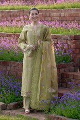BrandsInn-3PC LAWN EMBROIDERED SHIRT WITH MONARK PRINTED EMB DUPATTA AND TROUSER-BI-4899