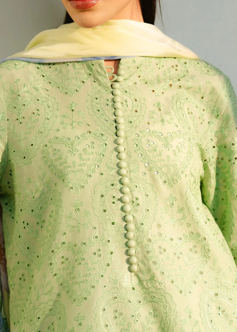 BrandsInn-3PC LAWN EMBROIDERED SHIRT WITH MONARK PRINTED DUPATTA AND TROUSER-BI-395