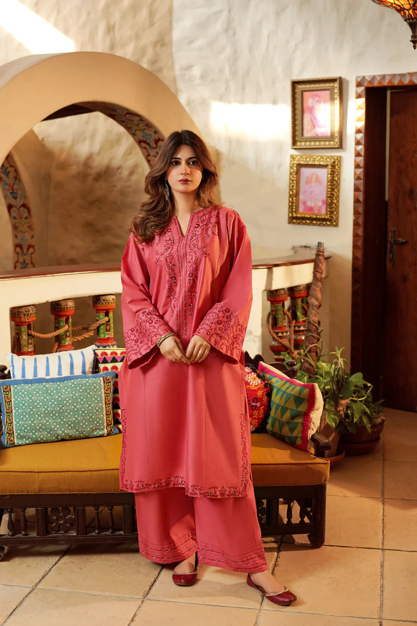 BrandsInn-3PC LAWN EMBROIDERED SHIRT AND EMBROIDERED TROUSER-BI-380