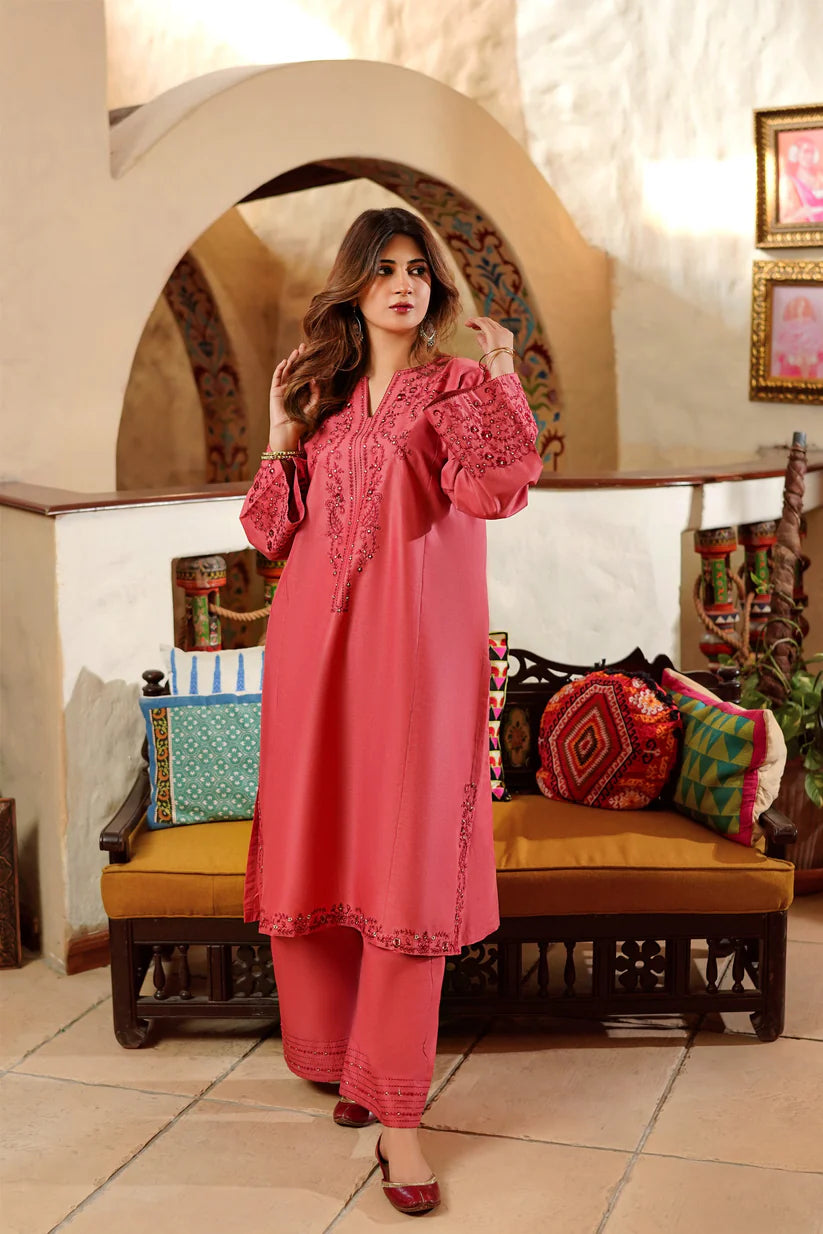 BrandsInn-3PC LAWN EMBROIDERED SHIRT AND EMBROIDERED TROUSER-BI-380