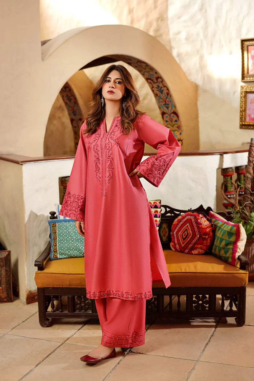 BrandsInn-3PC LAWN EMBROIDERED SHIRT AND EMBROIDERED TROUSER-BI-380