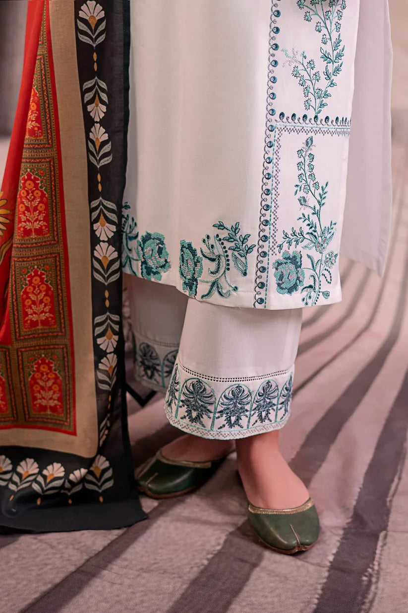 BrandsInn-3PC LAWN EMBROIDERED SHIRT WITH MONARK PRINTED DUPATTA AND EMB TROUSER -BI-392