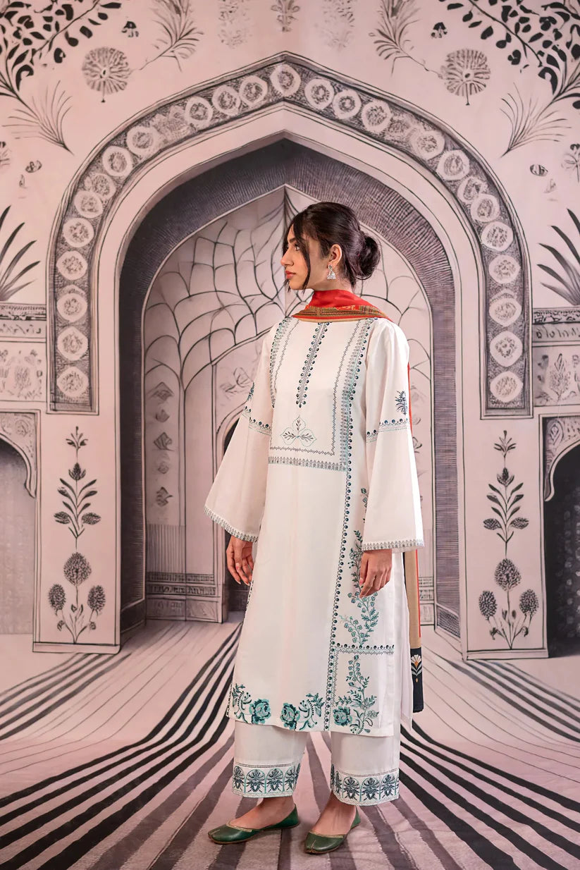 BrandsInn-3PC LAWN EMBROIDERED SHIRT WITH MONARK PRINTED DUPATTA AND EMB TROUSER -BI-392