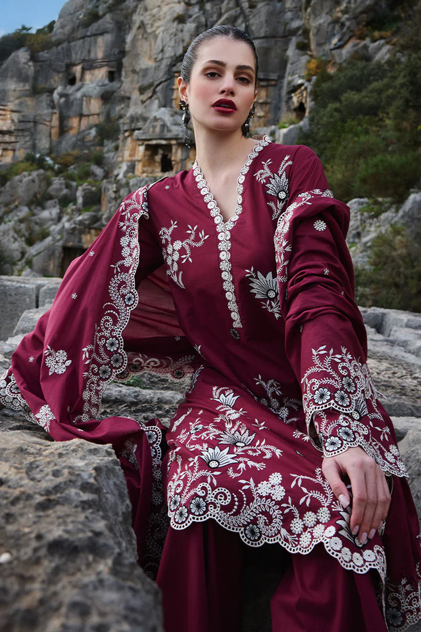 BrandsInn-3PC DHANAK EMBROIDERED SHIRT WITH CHIFFON EMBROIDERED DUPATTA AND EMB TROUSER-BI-4161