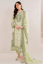 BrandsInn-3PC LAWN EMBROIDERED SHIRT WITH LAWN EMBROIDERED DUPATTA AND TROUSER-BI-4629