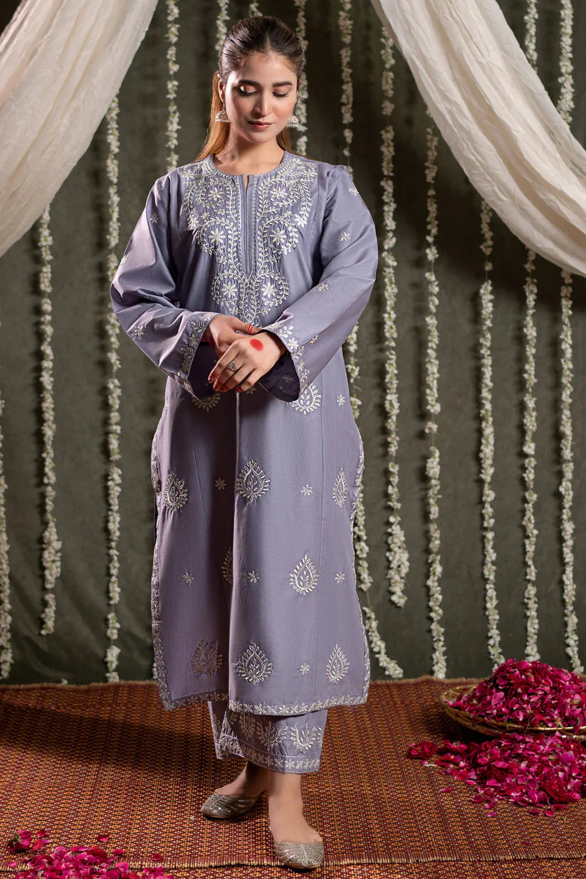 BrandsInn-2PC LAWN EMBROIDRED SHIRT WITH LAWN EMBROIDRED TROUSER-BI-269