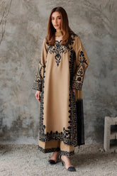 BrandsInn-3PC DHANAK EMBROIDERED SHIRT WITH CHIFFON TYE&DYE DUPATTA AND TROUSER-BI-5287