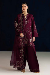 BrandsInn-3PC LAWN EMBROIDERED SHIRT WITH ORGANZA EMBROIDERED DUPATTA AND TROUSER-BI-4884