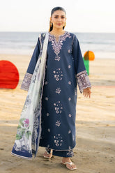 BrandsInn-3PC LAWN EMBROIDERED SHIRT WITH CHIFFON PRINT DUPATTA AND EMB TROUSER-BI-4845