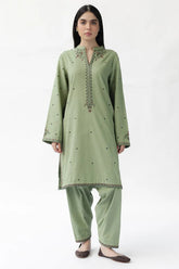 BrandsInn-2PC DHANAK EMBROIDERED SHIRT WITH DHANAK EMBROIDRED SLEEVES-BI-143