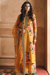 BrandsInn-3PC SHAMOZE SILK PRINTED EMBROIDERED SHIRT WITH SOFT SILK PRINTED EMB DUPATTA & EMB TROUSE- BI-1726