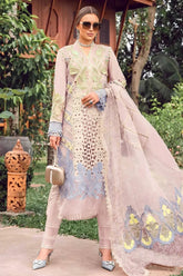 BrandsInn-3PC LAWN EMBROIDERED SHIRT WITH EMBROIDERED ORGANZA DAMAN CHIFFON PRINTED EMB DUPATTA AND EMB TROUSER-BI-4711
