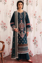 BrandsInn-3PC LAWN LASERWORK EMBROIDERED SHIRT WITH KHAADI NET EMBROIDERED DUPATTA AND TROUSER-BI-4689
