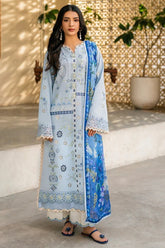 BrandsInn-3PC LAWN EMBROIDERED SHIRT WITH CHIFFON PRINTED DUPATTA AND EMB TROUSER-BI-4717
