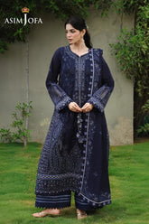BrandsInn-3PC DHANAK EMBROIDERED SHIRT WITH DHANAK EMBROIDERED SHAWL AND EMB TROUSER-BI-5183