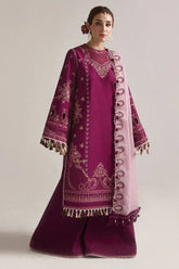 BrandsInn-3PC DHANAK EMBROIDERED SHIRT WITH CHIFFON EMBROIDERED DUPATTA AND TROUSER-BI-5179