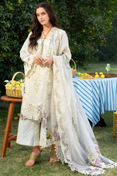 BrandsInn-3PC DHANAK EMBROIDERED SHIRT WITH DHANAK EMB SHAWL AND TROUSER-BI-5217