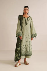 BrandsInn-3PC DHANAK EMBROIDERED SHIRT DHANAK EMBROIDERED SHAWL AND TROUSER-BI-5184