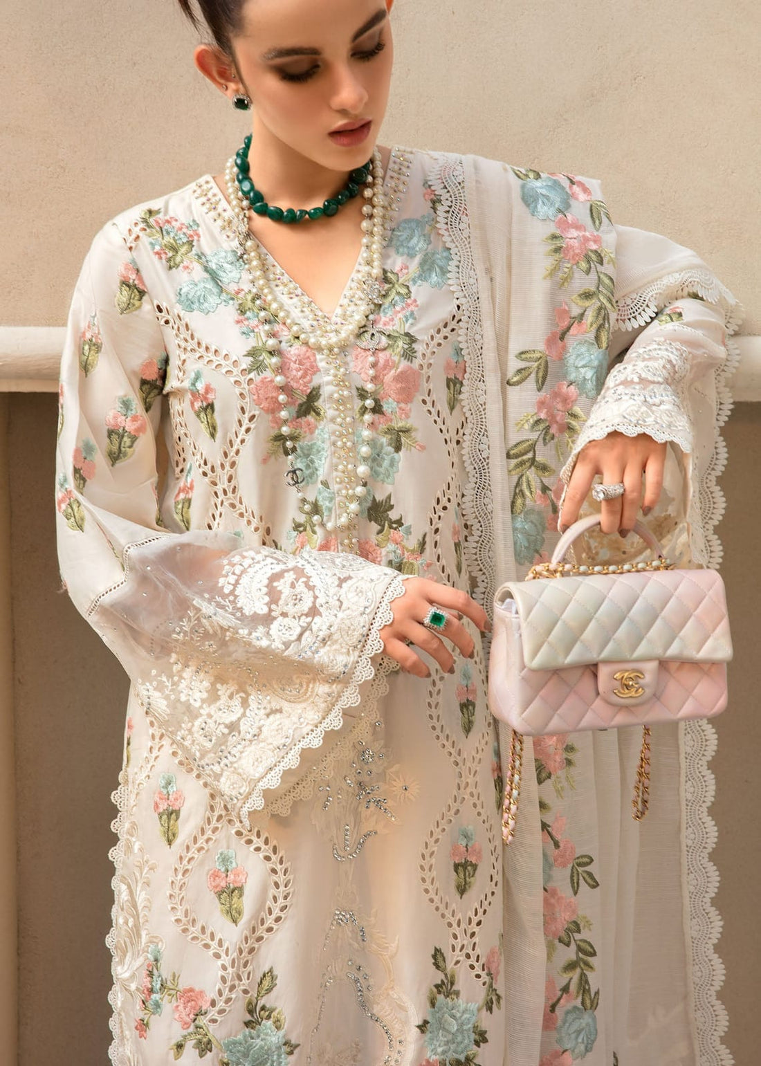 BrandsInn-3PC LAWN SHIRT EMBROIDERED WITH CHIFFON EMBROIDERED DUPATTA-BI-203