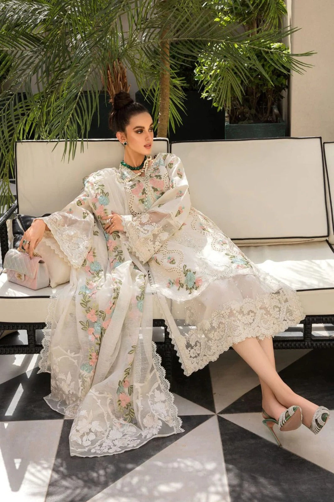 BrandsInn-3PC LAWN SHIRT EMBROIDERED WITH CHIFFON EMBROIDERED DUPATTA-BI-203