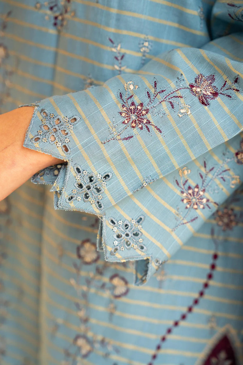 BRANDSINN-3PC KHADDAR EMBROIDERED SHIRT WITH VELVET EMBROIDERED READY TO WEAR SHAWL-BI-4041