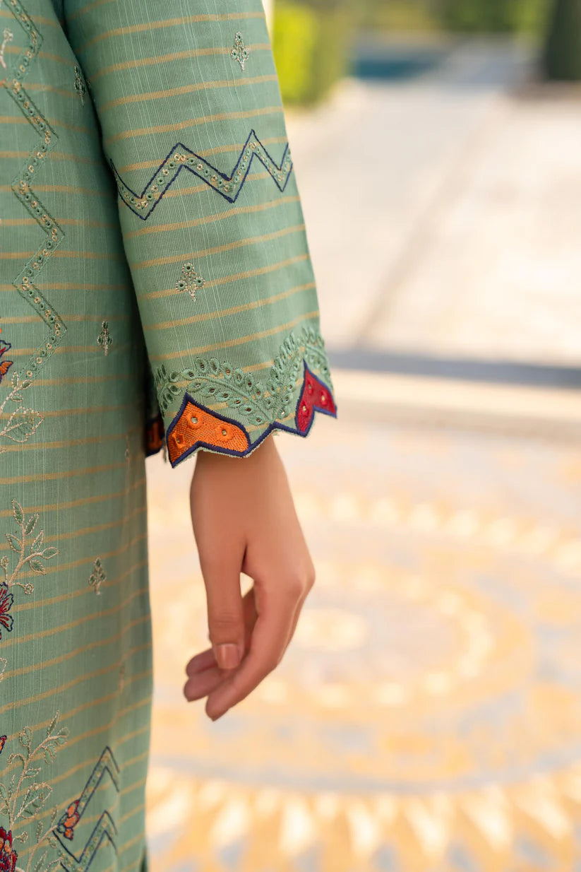 BRANDSINN-3PC KHADDAR EMBROIDERED SHIRT WITH VELVET EMBROIDERED READY TO WEAR SHAWL-BI-4044