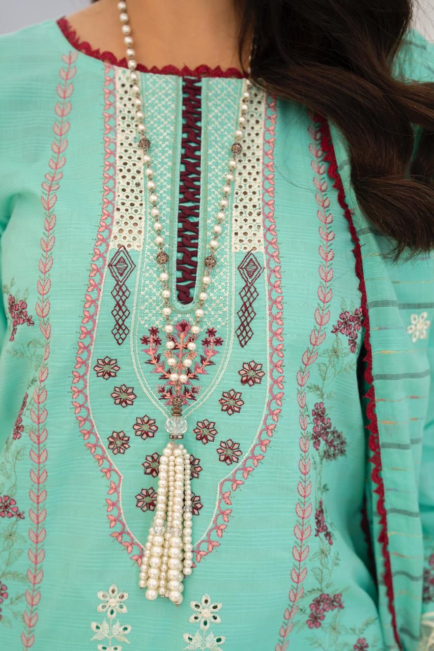 BRANDSINN-3PC LAWN EMBROIDERED SHIRT WITH LAWN EMBROIDERED READY TO WEAR DUPATTA-BI-138