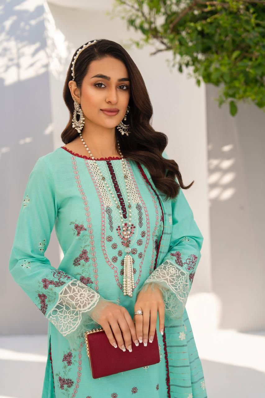 BRANDSINN-3PC LAWN EMBROIDERED SHIRT WITH LAWN EMBROIDERED READY TO WEAR DUPATTA-BI-138