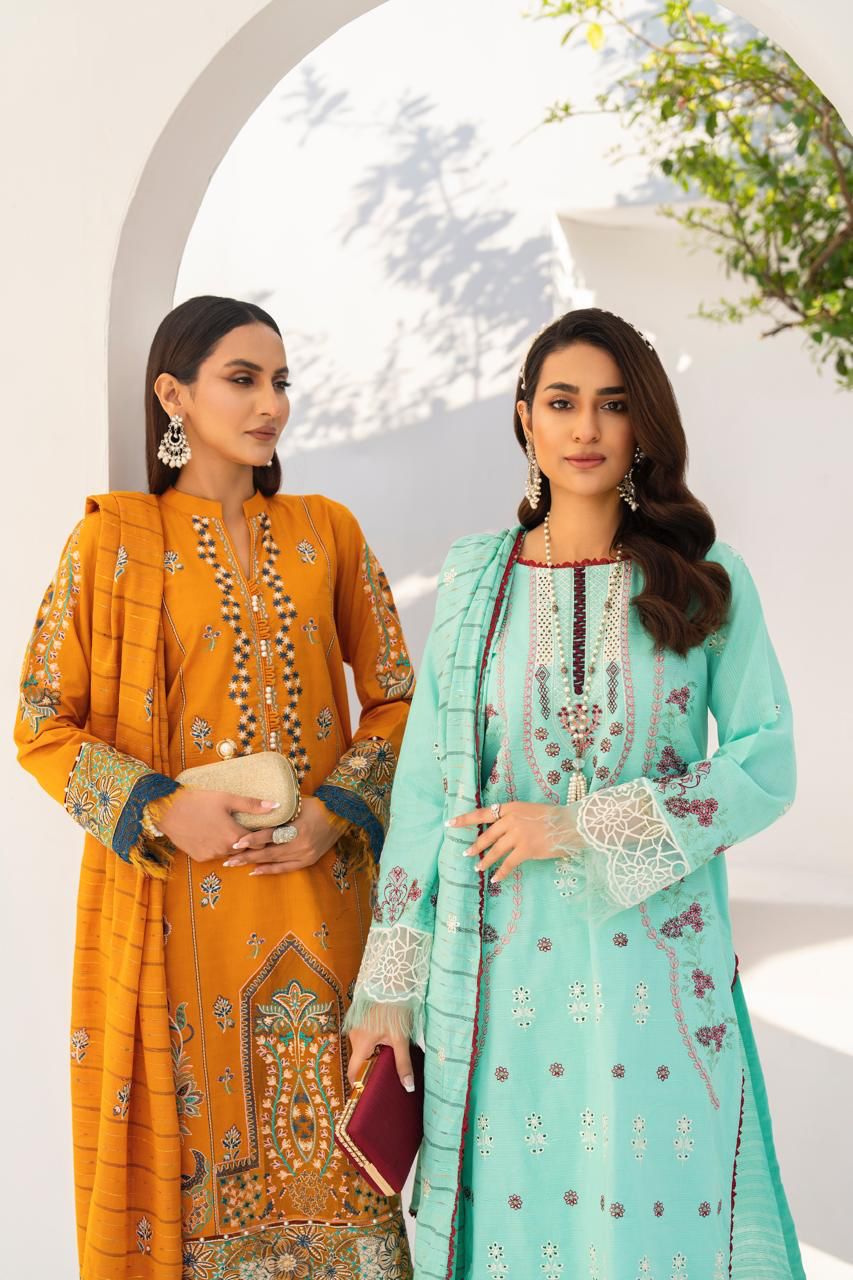 BRANDSINN-3PC LAWN EMBROIDERED SHIRT WITH LAWN EMBROIDERED READY TO WEAR DUPATTA-BI-138
