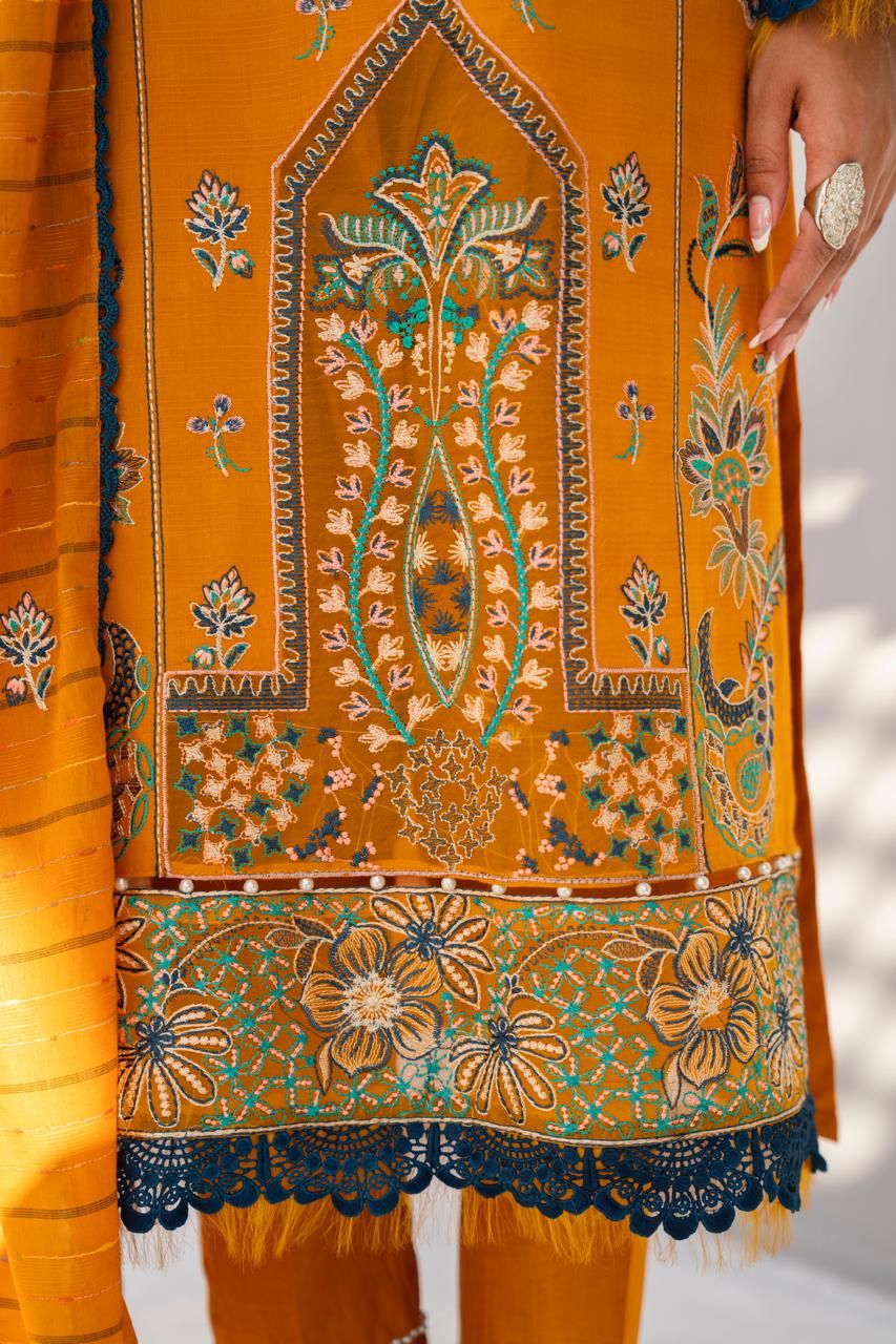 BRANDSINN-3PC LAWN EMBROIDERED SHIRT WITH LAWN EMBROIDERED READY TO WEAR DUPATTA-BI-140