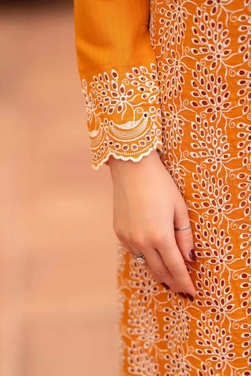 BrandsInn - 3PC LAWN CHIKENKAARI EMBROIDERED SHIRT WITH LAWN TUBE SLUB DUPATTA AND TROUSER-BI-384