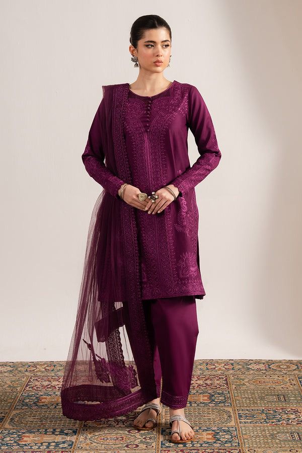 BrandsInn-3PC LAWN EMBROIDERED SHIRT WITH ORGANZA EMBROIDERED DUPATTA & TROUSER-BI-372