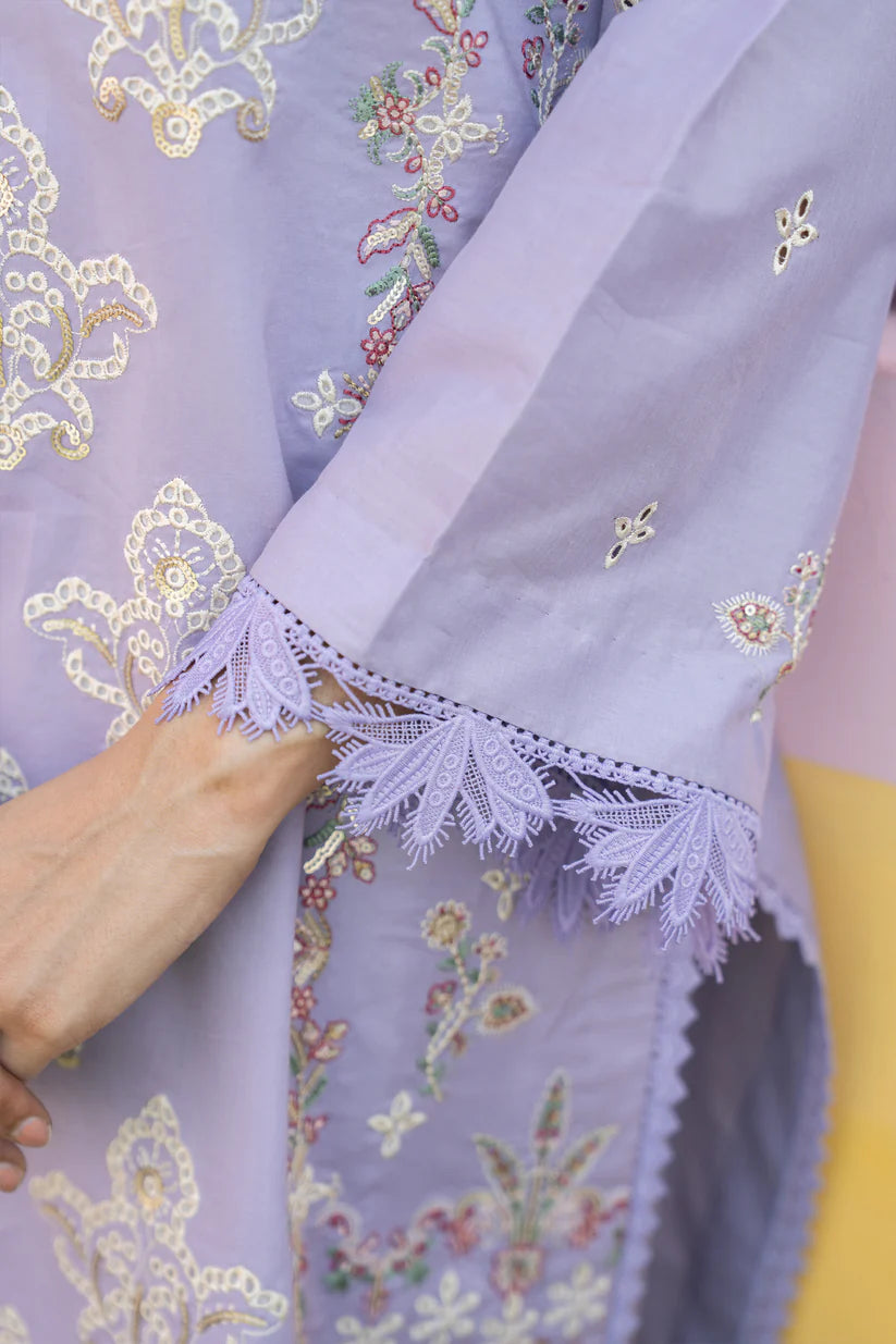 BrandsInn-3PC LAWN EMBROIDERED SHIRT WITH KHAADI NET EMB DUPATTA & TROUSER-BI-399