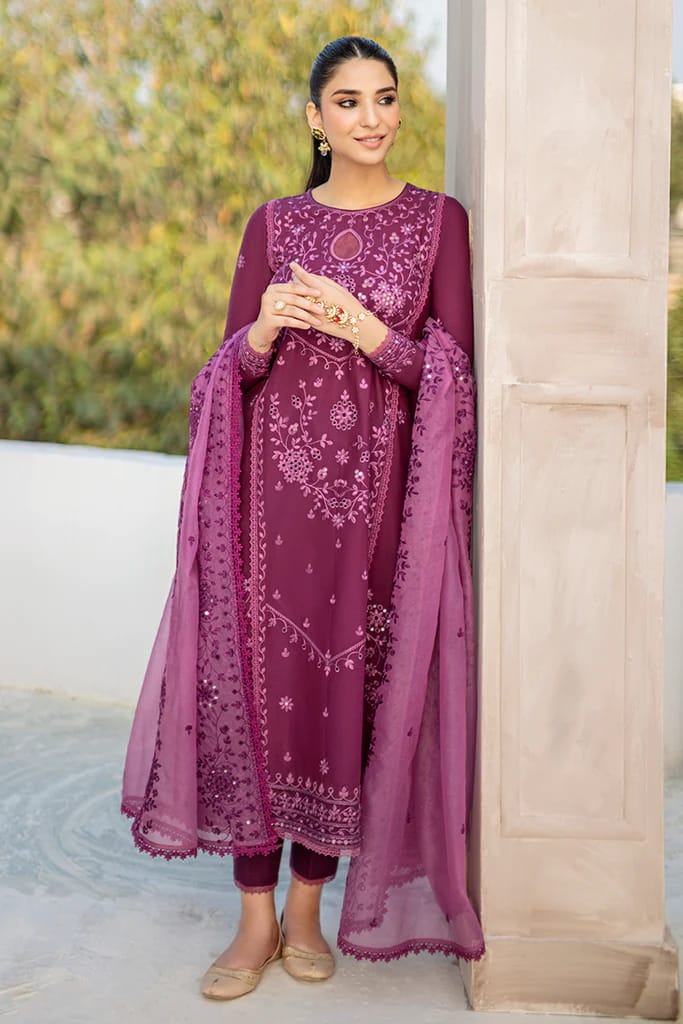 BrandsInn- 3PC LAWN HEAVY EMBROIDERED SHIRT WITH ORGANZA HEAVY EMBROIDERED DUPATTA-BI-119