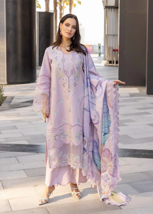 BrandsInn-3PC LAWN EMBROIDERED SHIRT WITH MONARK PRINT DUPATTA AND TROUSER-BI-295