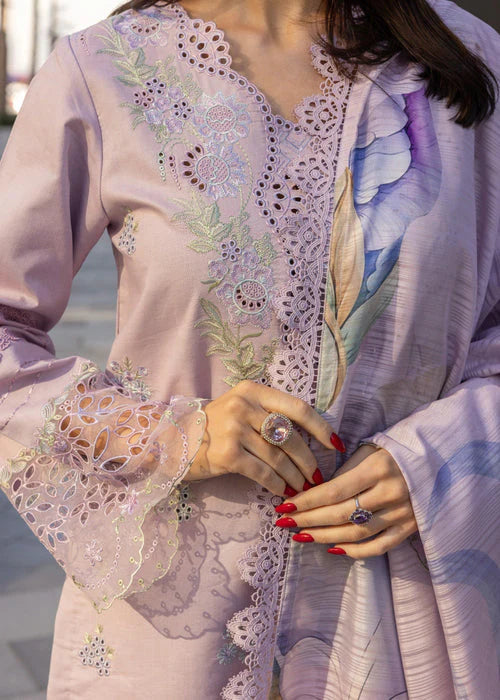 BrandsInn-3PC LAWN EMBROIDERED SHIRT WITH MONARK PRINT DUPATTA AND TROUSER-BI-295