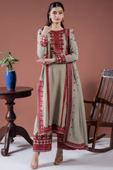 BrandsInn-3PC LAWN EMBROIDERED SHIRT WITH LAWN EMBROIDERED DUPATTA AND LAWN TROUSER-BI-114