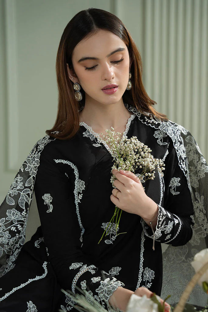 BrandsInn-3PC LAWN EMBROIDERED SHIRT WITH KHAADI NET EMBROIDRERD DUPATTA & TROUSER-BI-375