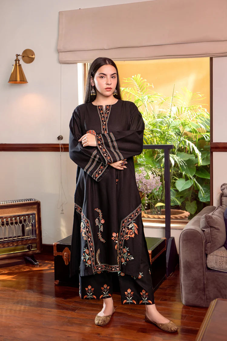 BrandsInn-2PC DHANAK EMBROIDERED SHIRT AND EMBROIDRED TROUSER-BI-132