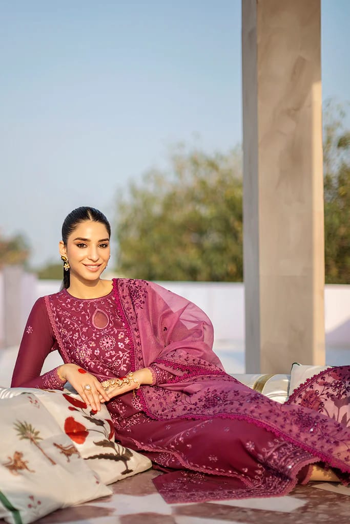 BrandsInn- 3PC LAWN HEAVY EMBROIDERED SHIRT WITH ORGANZA HEAVY EMBROIDERED DUPATTA-BI-119