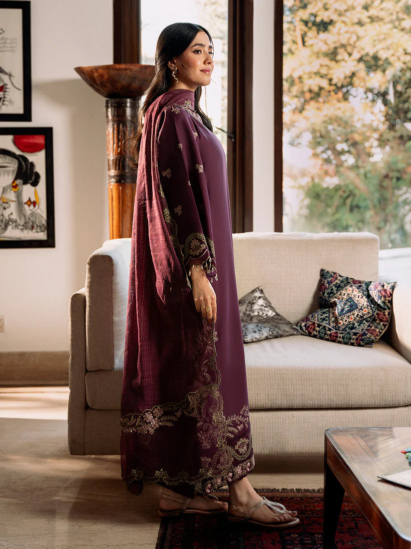 BrandsInn-3PC LAWN EMBROIDERED SHIRT WITH ORGANZA EMBROIDERED DUPATTA & TROUSER-BI-373