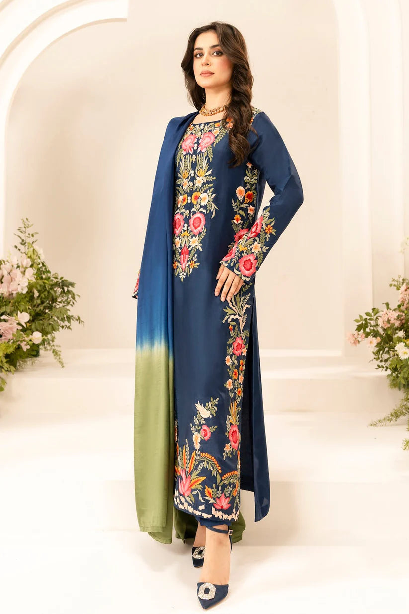 BrandsInn-3PC LAWN EMBROIDERED SHIRT WITH CHIFFON TYE & DYE DUPATTA & TROUSER-BI-379