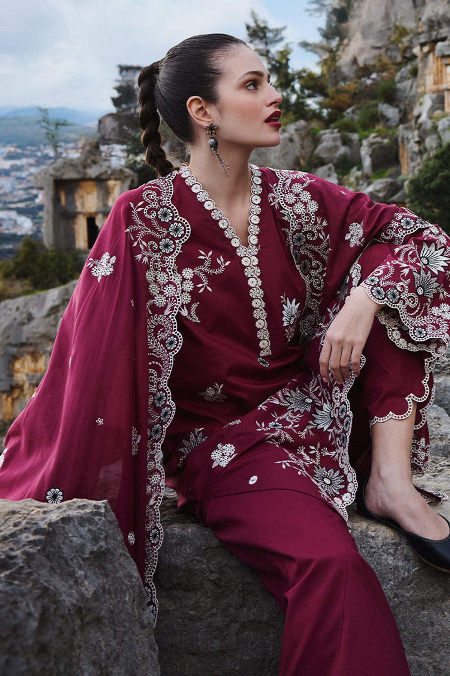 BrandsInn-3PC LAWN EMBROIDERED SHIRT WITH MONARK EMBROIDERED DUAPATTA AND TROUSER-BI-281