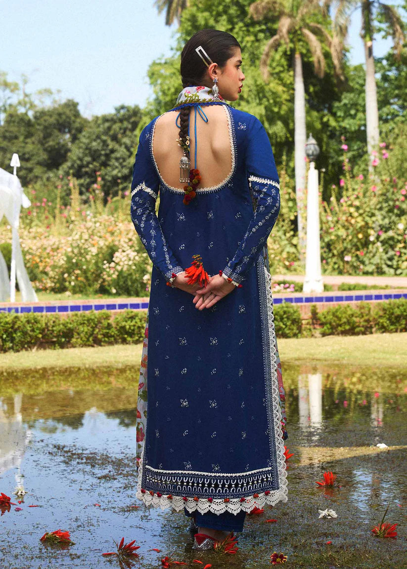 BrandsInn-3PC VISCOUS EMBROIDRED SHIRT WITH COUTURE PRINT SHAWL AND TROUSER-BI-4089