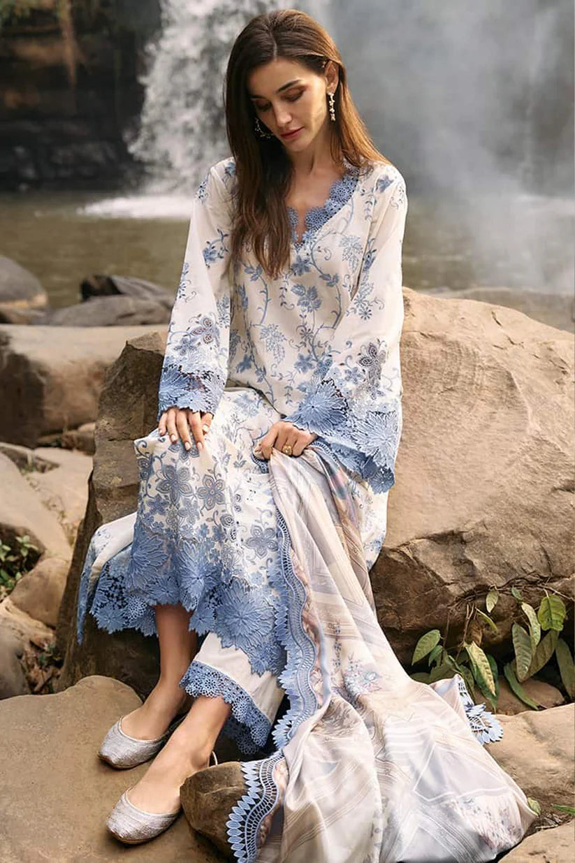 BrandsInn-3PC LAWN EMBROIDERED SHIRT WITH MONARK PRINT DUPATTA & LAWN TROUSER-BI-261