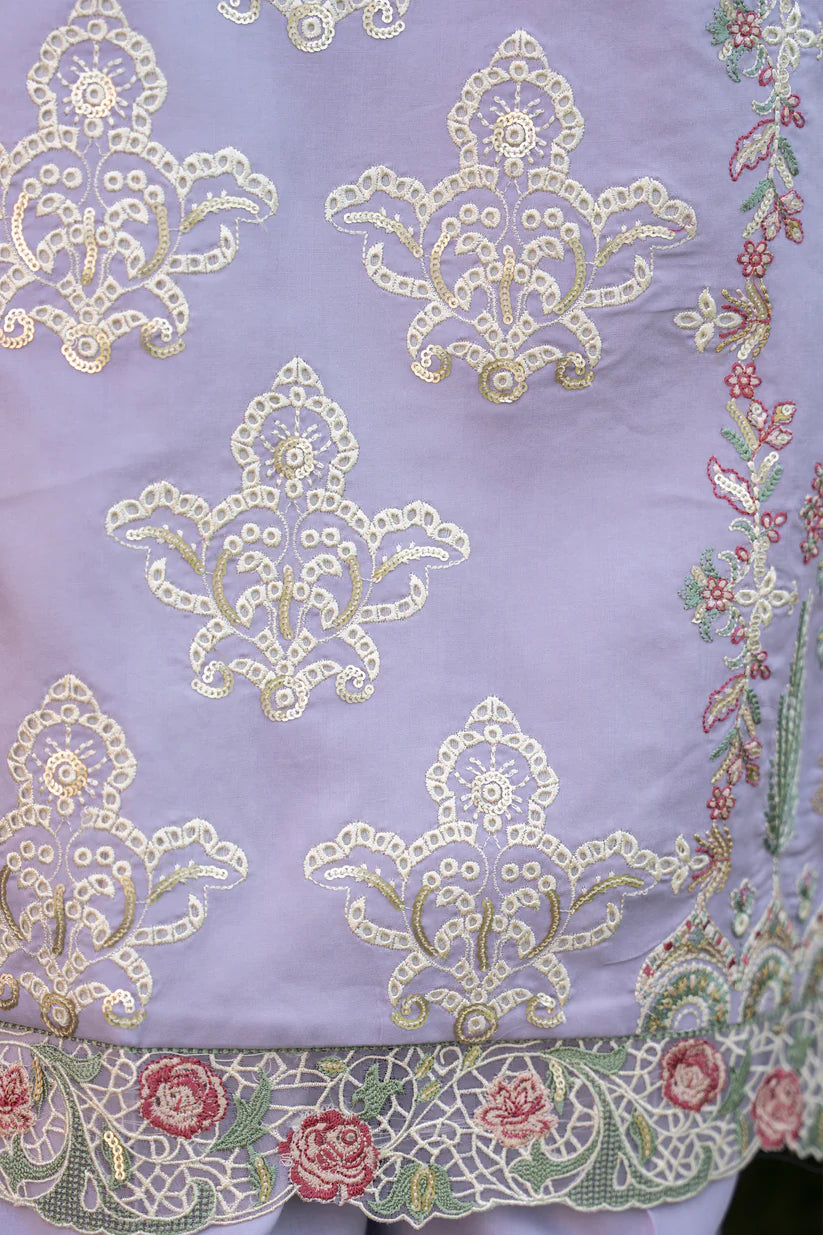 BrandsInn-3PC LAWN EMBROIDERED SHIRT WITH KHAADI NET EMB DUPATTA & TROUSER-BI-399
