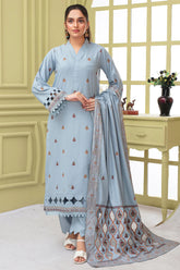 BRANDSINN-3PC DHANAK EMBROIDERED SHIRT WITH HEAVY CUTWORK EMBROIDERED DHANAK SHAWL AND TROUSER-BI-4068