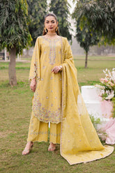BrandsInn-3PC LAWN EMBROIDERED SHIRT WITH CHIFFON EMBROIDERED DUPATTA AND TROUSER-BI-4816