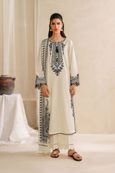 BrandsInn-3PC KHADDAR EMBROIDERED SHIRT WITH COURTRAI PRINTED SHAWL AND TROUSER-BI-4307